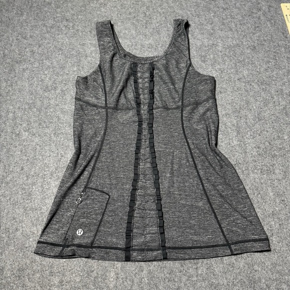 lululemon athletica Tops - Lululemon Women's Run Free Dash‎ Ruffle Tank Top Heathered Gray Size 8 Athletic